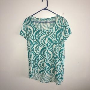New Directions brand green and white blouse